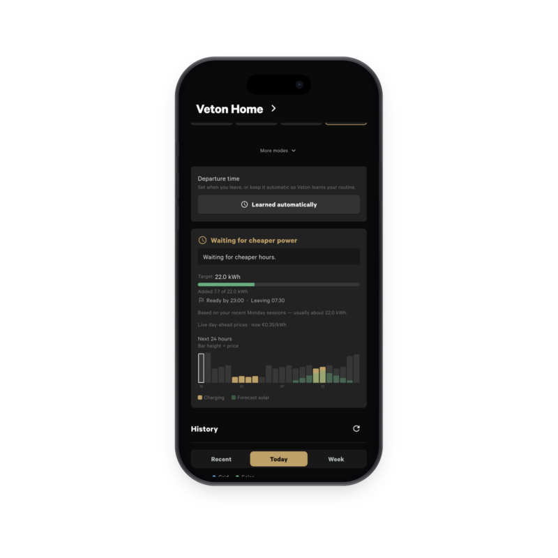 Veton app — Smart charging plan